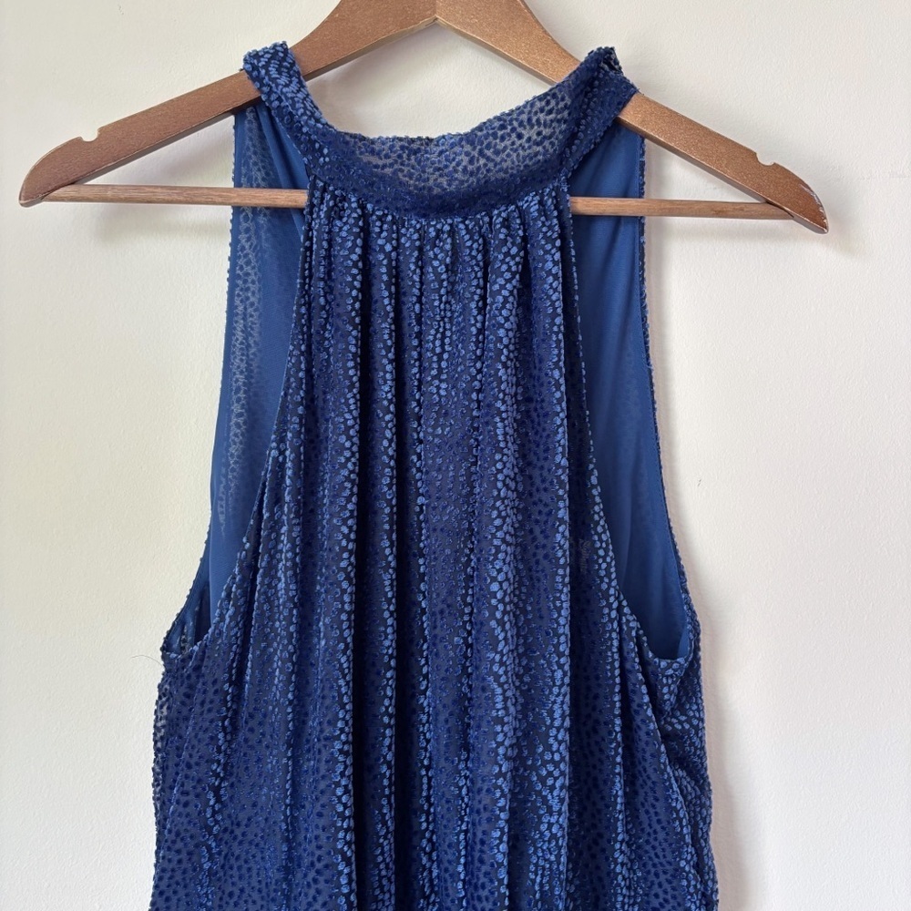 Elevenses Nova Blue Velvet Halter Jumpsuit Sz 10 Anthropologie - Picture 3 of 12